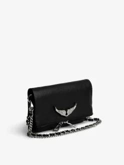 Fashion Zadig & Voltaire Swing Your Wings Rock Nano ClutchICONIC Noirsilver